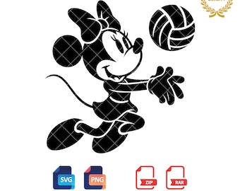 Minnie Mouse Volleyball SVG PNG: Silhouette Clipart (Digital Download)