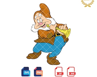 Happy Dwarf Clipart: SVG & PNG Files (Digital Download)