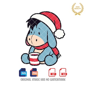 Eeyore Svg, Christmas Svg, Coffee Svg, Eeyore Christmas Svg, Winnie the Pooh Svg, Svg and Png files, Digital Download