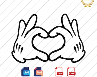 Mickey Heart Hands SVG & PNG: Love Silhouette (Digital Download)