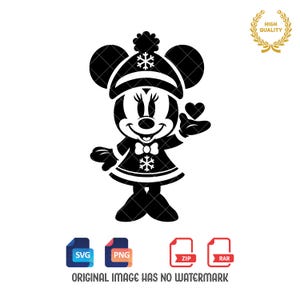 Minnie Mouse Svg, Christmas Svg, Minnie Mouse Silhouette, Winter Clipart, Minnie Mouse Clipart, Merry Christmas Svg, Svg and Png files