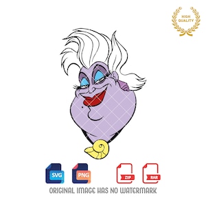 The Little Mermaid Ursula Svg Png, Ursula Clipart, Maleficent Svg, Ursula Head Svg, Svg and Png files, Digital Download