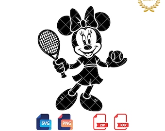 Minnie Mouse Tennis SVG PNG: Silhouette Clipart (Digital Download)