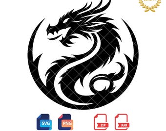 Dragon Silhouette: SVG, PNG Files (Digital Download)