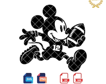 Mickey Mouse Football Silhouette: SVG, PNG Files (Digital Download)