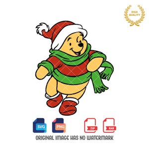 Winnie the Pooh Christmas Svg Png, Winnie the Pooh Svg, Christmas Clipart, Winnie Clipart, Pooh Svg, Svg and Png files, Digital Download