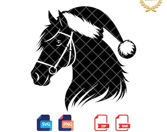 Christmas Horse Silhouette: Western SVG, PNG Files (Digital Download)