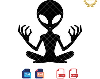 Alien Silhouette SVG PNG: UFO Clipart (Digital Download)