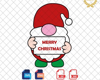 Christmas Gnome SVG: Merry Christmas Clipart (Digital Download)
