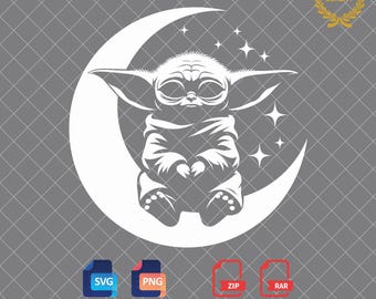 ベビーヨーダのシルエットSVG、グローグーのスターウォーズクリップアート（デジタルダウンロード）