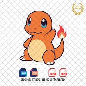 Charmander Svg, Pokémon svg, Pokemon Png, Cartoon Svg, Cute Pokemon Svg, Svg and Png files, Digital Download