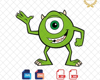 Mike Wazowski Monster Clipart: SVG, PNG Files (Digital Download)