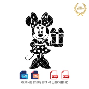 Christmas Minnie Mouse Svg, Minnie Silhouette, Christmas Gift Svg, Christmas Png, Minnie Mouse Clipart, Svg and Png files, Digital Download