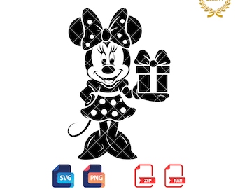 Christmas Minnie Mouse SVG: Gift Clipart (Digital Download)