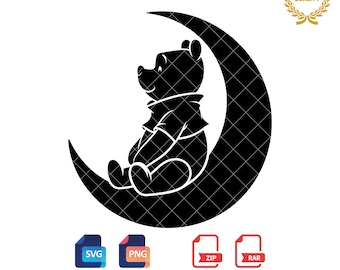 Winnie the Pooh Silhouette SVG & PNG Files (Digital Download)