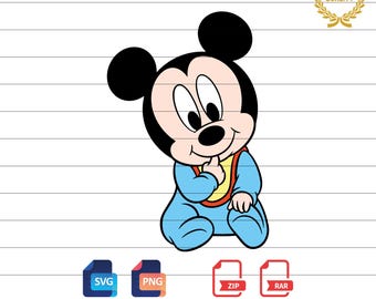 Baby Mickey Mouse Clipart: SVG and PNG Files (Digital Download)