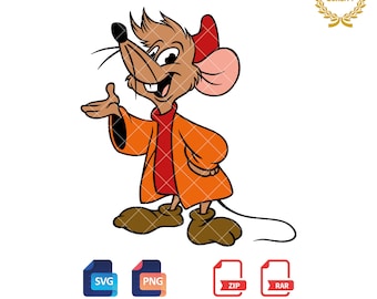 Cinderella Jaq Mouse Clipart: SVG & PNG Files (Digital Download)
