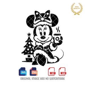 Minnie Mouse Christmas Svg Png, Minnie Silhouette, Merry Christmas Svg, Minnie Clipart, Svg and Png files, Digital Download