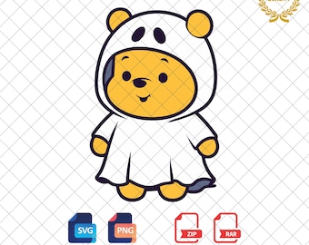 Ghost Winnie the Pooh SVG PNG: Spooky Halloween (Digital Download)