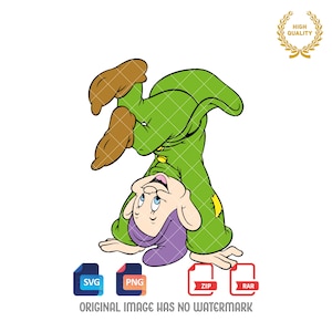 Dopey Svg, Dopey Dwarf from Snow White, Dopey Png, Dwarf Clipart, Svg and Png files, Digital Download