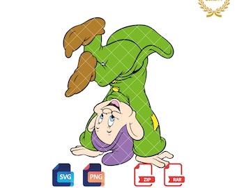 Dopey Dwarf SVG & PNG: Snow White Clipart (Digital Download)