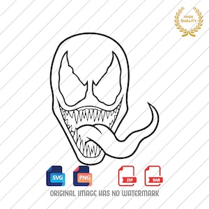 Venom Svg and Png, Venom Clipart, Venom Outline Svg, Venom Head Svg, Svg and Png files, Digital Download