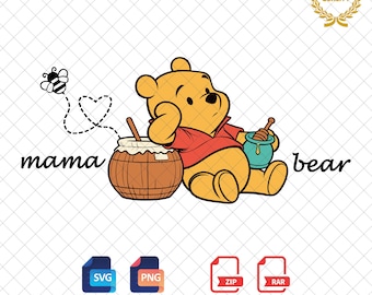 Mama Bear Winnie the Pooh SVG PNG - Mother's Day Shirt Design (Digital Download)