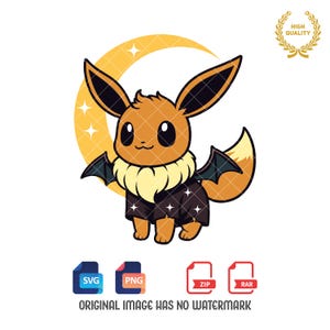 Eevee Svg Png, Halloween Pokemon Svg, Cute Pokemon Svg, Pokemon Clipart, Cartoon Svg, Funny Halloween Svg, Svg and Png files