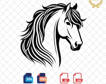 Horse Head Silhouette: Animal SVG, PNG Files (Digital Download)