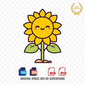 Girasol Svg, Girasol de dibujos animados, Verano Svg, Girasol Png, Archivos Svg y PNG, Descarga digital