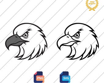 American Eagle Head Clipart: Outline & Colorful (SVG, PNG Digital Download)