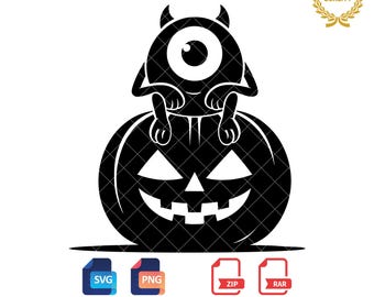 Mike Wazowski Halloween SVG: Monsters Inc Pumpkin Clipart (Digital Download)