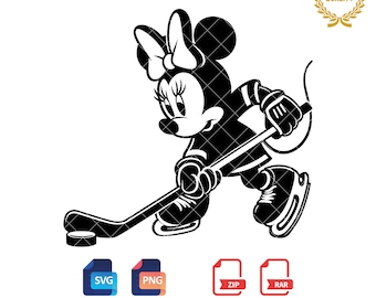 Minnie Mouse Ice Hockey SVG, PNG Files (Digital Download)