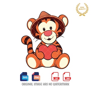 Tigger Heart SVG: Valentine&#39;s Day PNG, Winnie the Pooh (Digital Download)