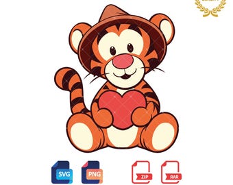 Tigger Heart SVG: Valentine's Day PNG, Winnie the Pooh (Digital Download)