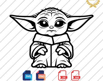 Baby Yoda SVG, Grogu Outline, Star Wars Mandalorian (Digital Download)