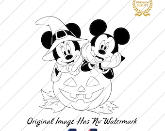 Mickey and Minnie Halloween SVG PNG: Spooky Season Silhouette (Digital Download)