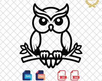 Simpatico gufo in formato SVG, PNG clipart, sagoma di animale (download digitale)