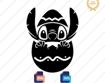 Stitch Easter Egg SVG PNG: Stitch Silhouette, Clipart (Digital Download)