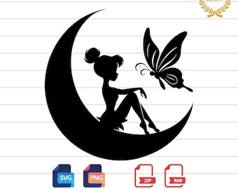 Tinkerbell Silhouette SVG and PNG: Fairy Clipart (Digital Download)