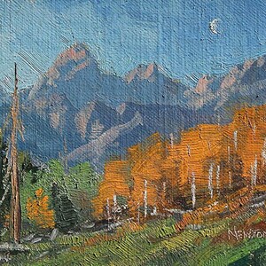 Weg zum Taggart Lake, Wyoming, Grand Teton National Park, original Ölgemälde