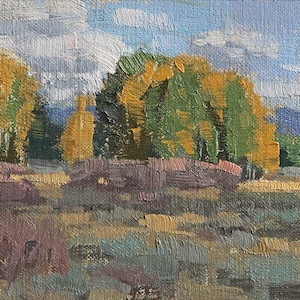 Grün und Gold Herbst, Wyoming, Grand Teton National Park, original Ölgemälde.