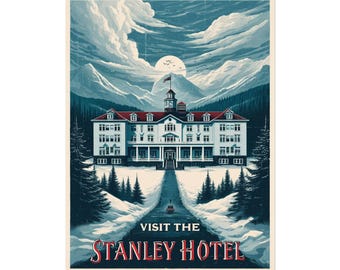 Póster de Halloween del Hotel Stanley: Impresión de viaje vintage, decoración espeluznante
