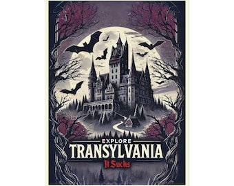 Póster de Halloween de Transilvania: Arte mural de un castillo de vampiros espeluznante