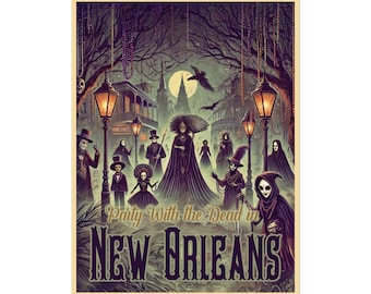 Póster de Halloween de Nueva Orleans: Noches de vudú, arte de viajes espeluznante