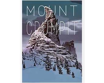 Póster de viaje del Monte Crumpit: Arte mural - Decoración - Impresión enrollada estilo vintage