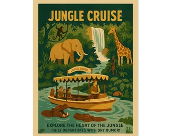 Póster de viaje de Jungle Cruise Disneyland: Arte mural - Decoración - Impresión enrollada estilo vintage