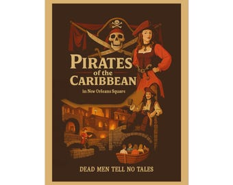 Póster de viaje de Piratas del Caribe a Disneyland: Arte mural - Decoración - Impresión enrollada estilo vintage