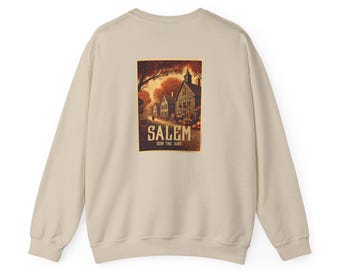Sudadera de Salem, Massachusetts: Póster de viaje vintage de Halloween espeluznante