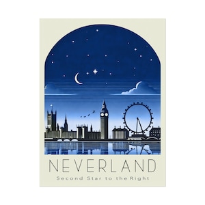 Neverland Travel Poster: Wall Art - Decor - Vintage Style Rolled Print